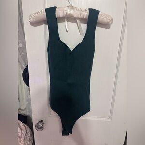 Dark Green Ribbed One-Piece Bodysuit~Size M